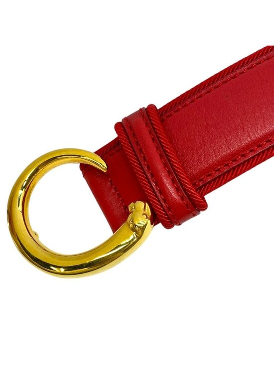 Cartier Panthere Belt Red Gold Canvas Leather Metal Logo Presence main image 6